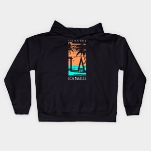 Los Angeles California Palm Tree Sunset Design Kids Hoodie